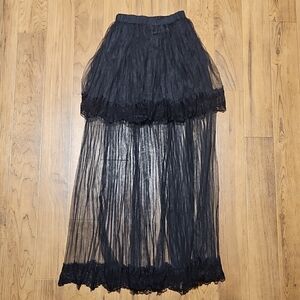 Ryu Black Sheer Lace Maxi Skirt